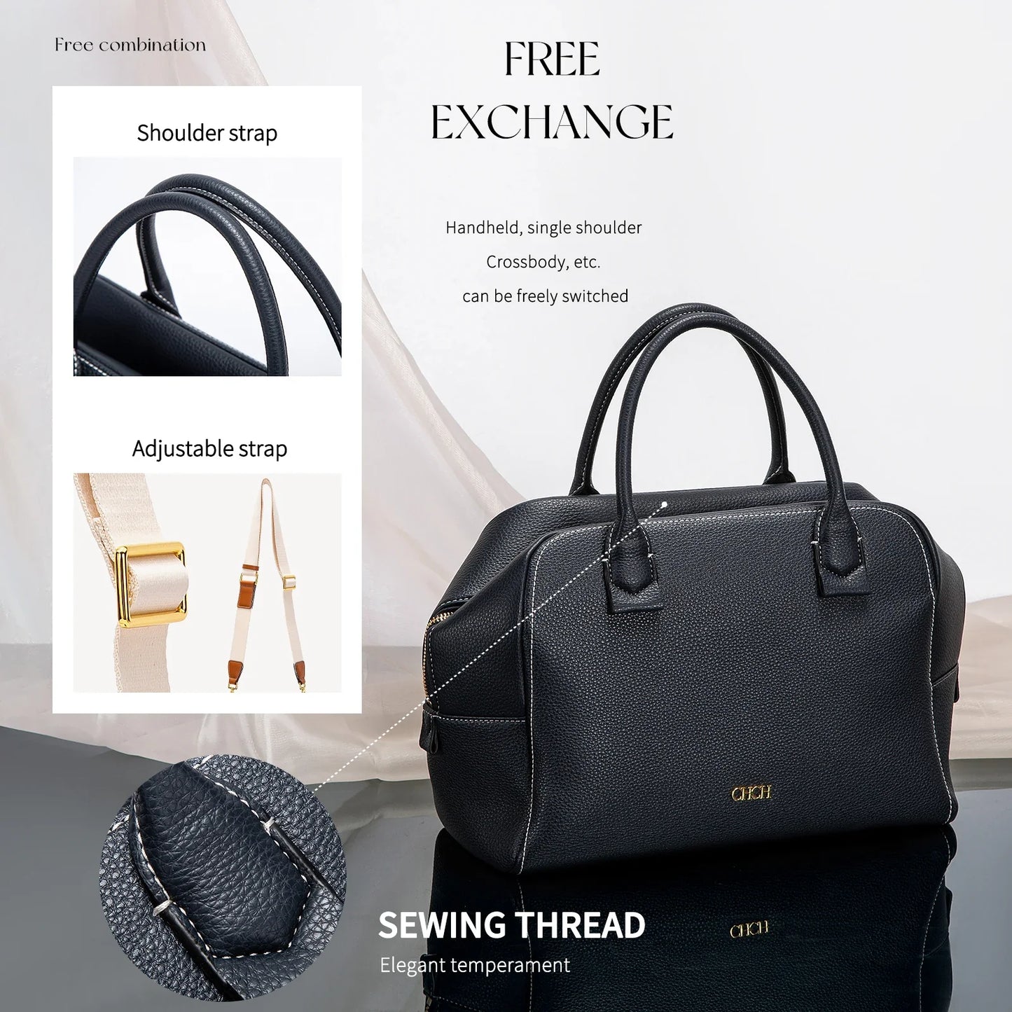 Women's Crossbody Pillow Bag with Wide Strap (Deep Blue)