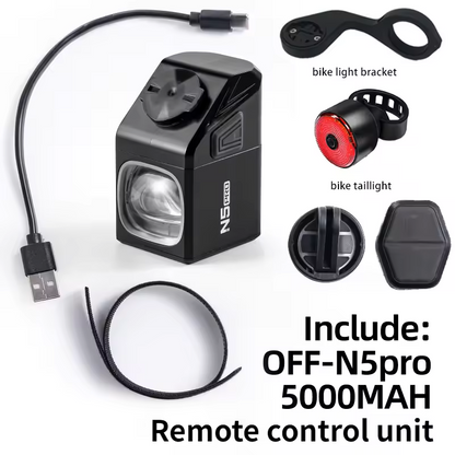 1000 Lumen USB Rechargeable Front Bike Light 5000mAh Set 2 Black