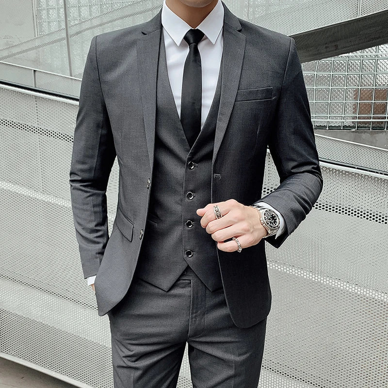 Mens Business Suit Set Blazer (Gray)