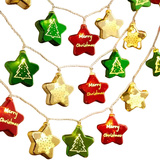 Twinkling Christmas LED Lights String - Festive Star - 2M/10LED