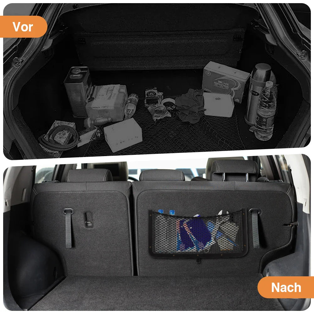 4PCS Framed Car Mesh Storage Net Bags 36x18CM Organizer Pockets Black