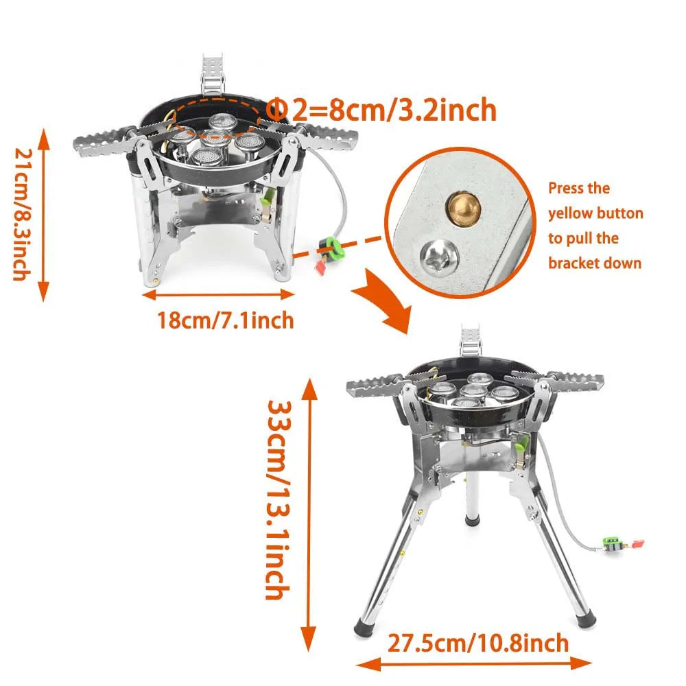 Camping Gas Stove 7400W High-Power Silver