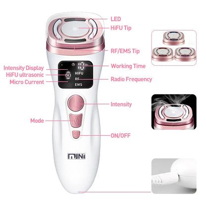 Mini HIFU & RF Facial Beauty Tool for Firming, Anti-Wrinkle, and Youthful Radiance