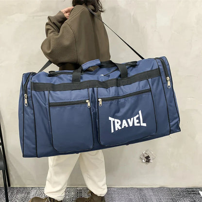 80L Foldable Waterproof Travel Duffel Bag Deep Blue