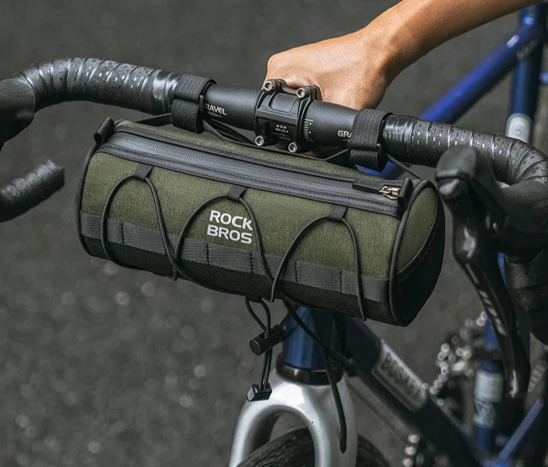 2L Bicycle Handlebar Bag Tube Pannier with Shoulder Strap Green