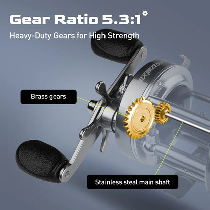 Flag Round Baitcasting Reel 5000 13kg Max DragRight Hand Silver