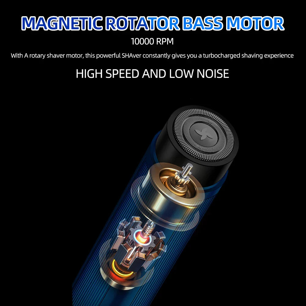 Mini Electric Shaver Portable Razor with LED Display Blue