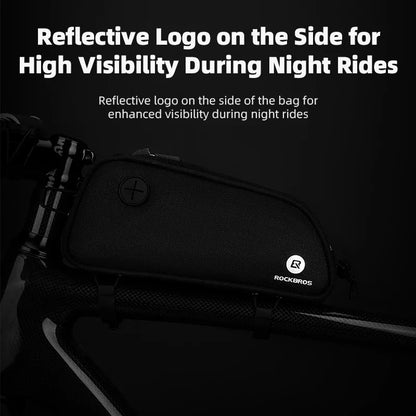 1.3L Waterproof Bicycle Frame Tube Bag with Headphone Jack Black