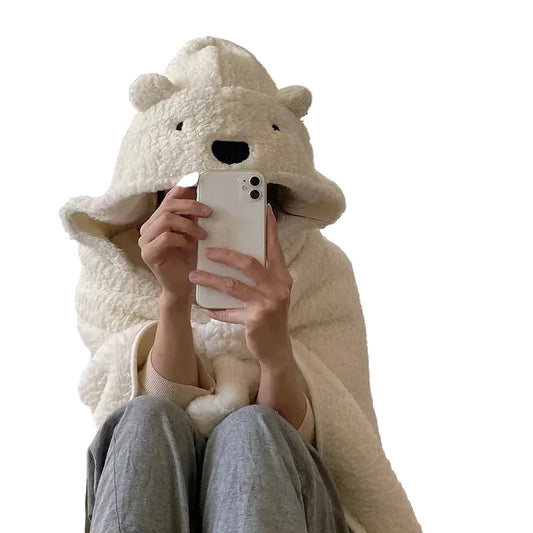 Kawaii Bear Hooded Wearable Blanket