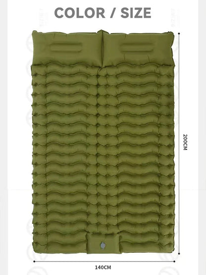 Double Self-Inflating Sleeping Pad Pillows Green