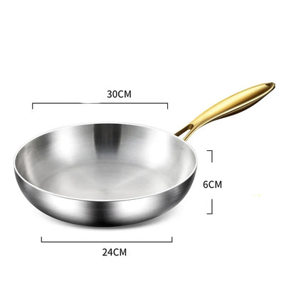 316 Stainless Steel Nonstick Frying Pan 7-Ply Wok Pan Silver