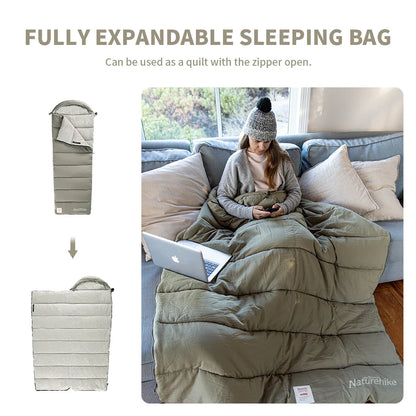 4-Season Camping Lengthened Cotton Sleeping Bag Green