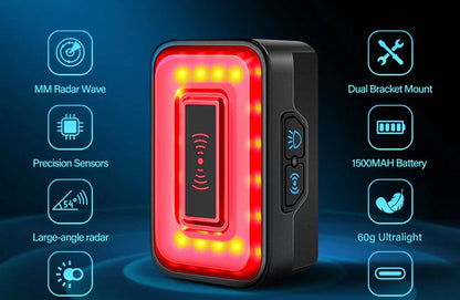 Smart Radar Bicycle Tail Light Brake Sensing Black