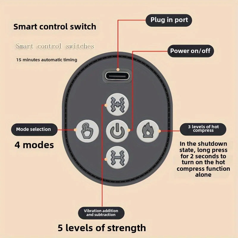 Wireless Cervical Massage Pillow Memory Foam Neck Support Grey