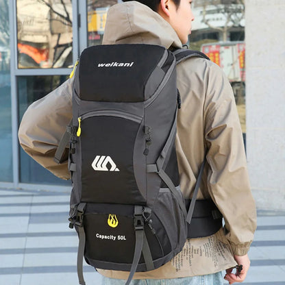 50L Waterproof Travel Backpack Rucksack Black