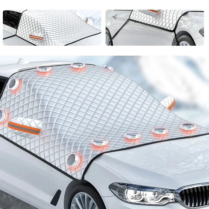 Magnetic Car Windshield Cover Winter Snow And Ice Guard Silver