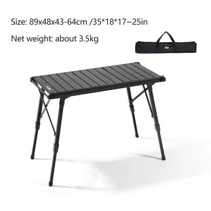 Multifunctional IGT Camping Table Adjustable Aluminum Alloy Black