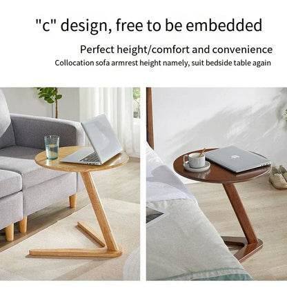 House Faction Solid Wood Edge Sofa Side Table - Walnut Finish