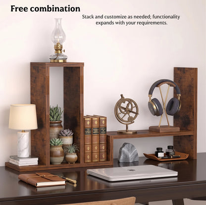 Eco-Friendly Wooden Desktop Organizer and Display Shelf