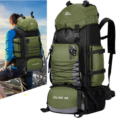 90L Tactical Camping Backpack Military-Style Green