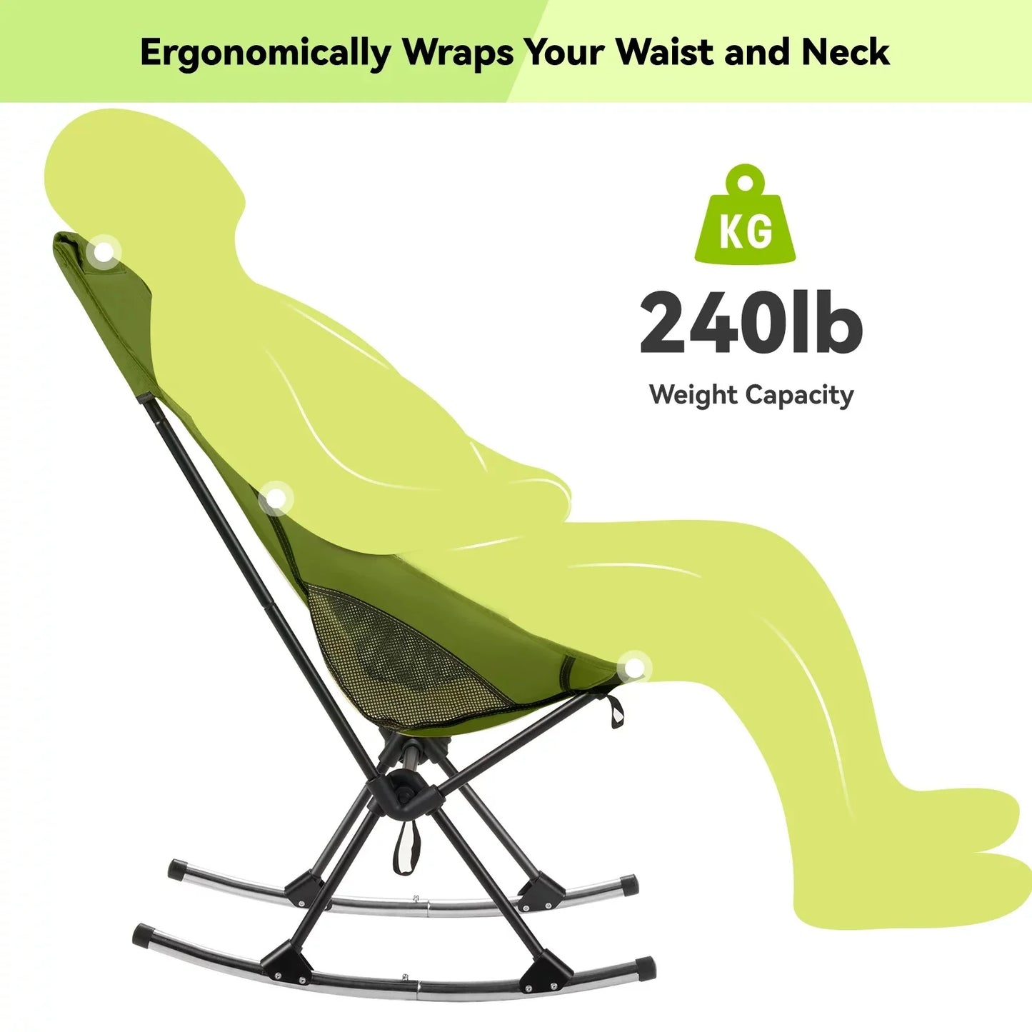 Foldable Camping Rocking Chair Green