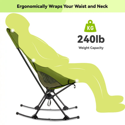 Foldable Camping Rocking Chair Green