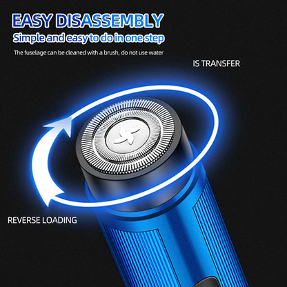 Mini Electric Shaver Portable Razor with LED Display Blue