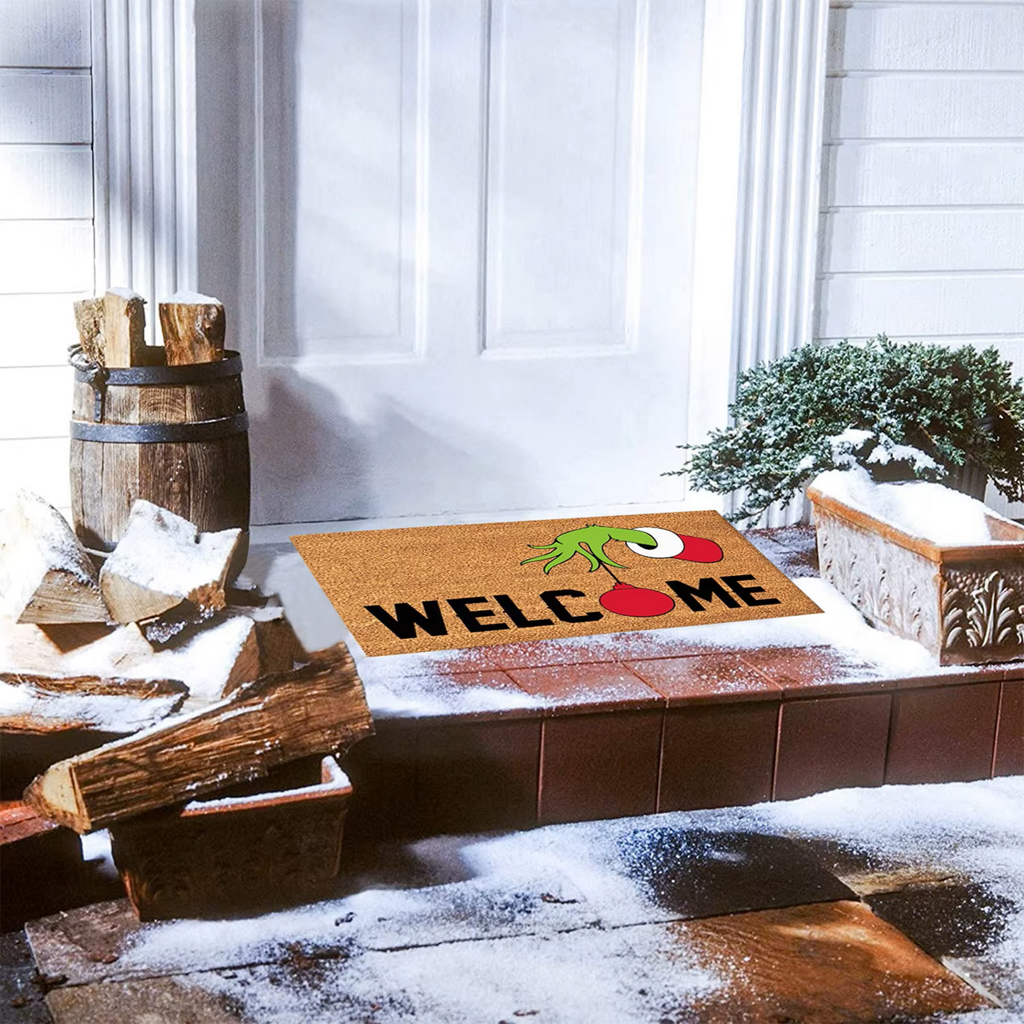 Welcome the Holidays with 1pc Christmas Welcome Blankets Merry Christmas Grinch Doormat