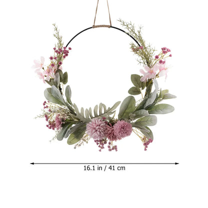 Charming Pink Floral Valentine's Wreath | Home Décor | 16" Artificial Door Decoration