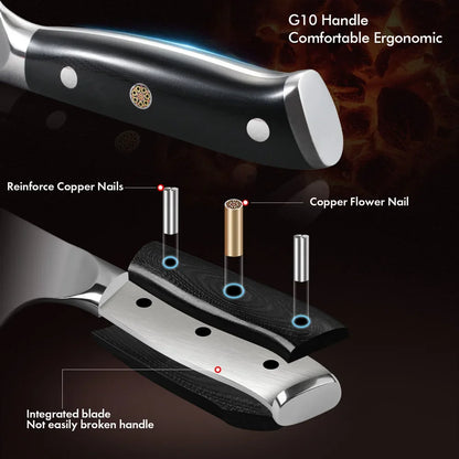 7.5-Inch Damascus Steel Cleaver Knife G10 Handle Black