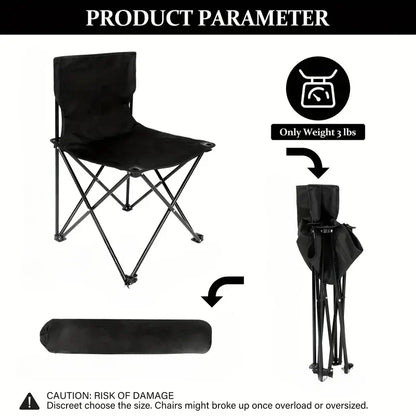 Foldable Camping Chair with Side Pocket Black