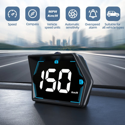 Car Head Up Display GPS Speed Display with Alarm Light Sensor Black