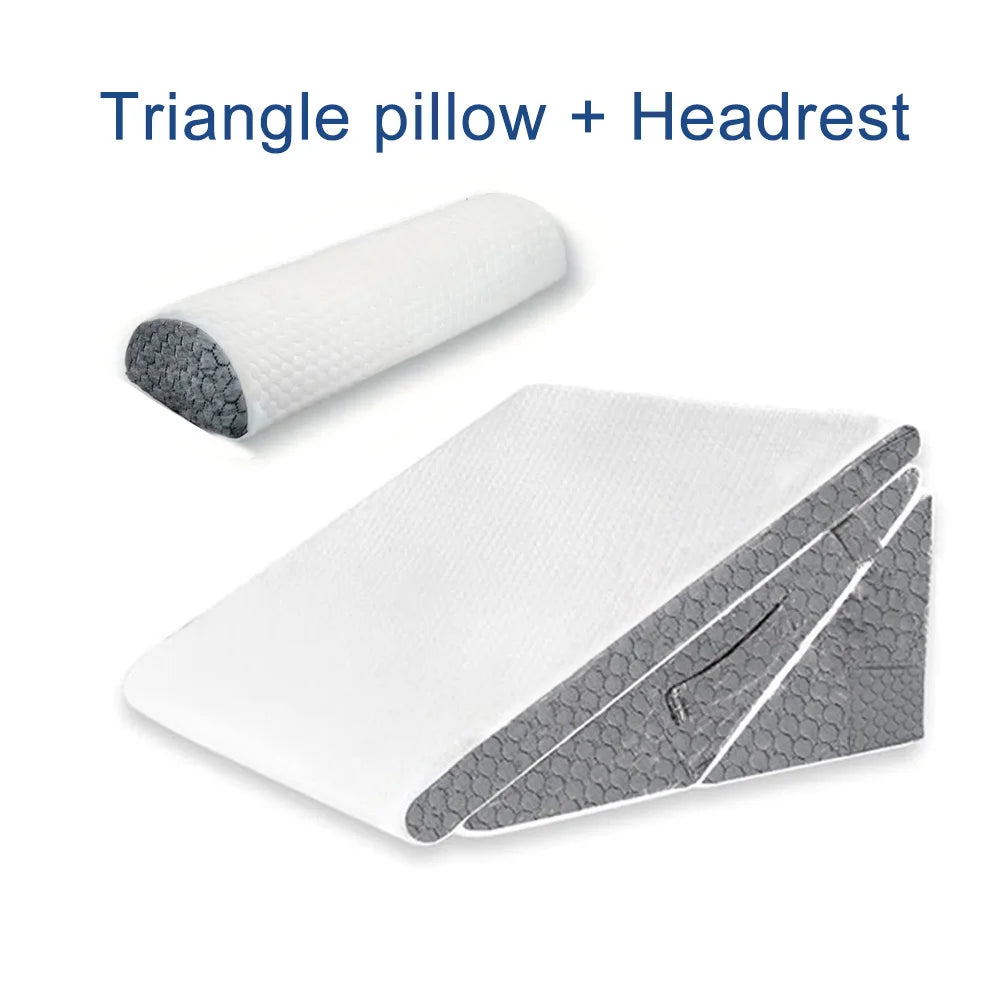 Adjustable Wedge Pillow Set Ergonomic Triangle Pillow Headrest Grey
