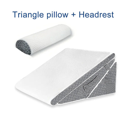 Adjustable Wedge Pillow Set Ergonomic Triangle Pillow Headrest Grey