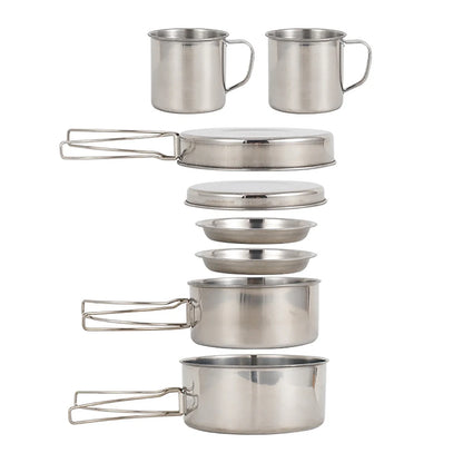8-Piece Camping Cookware Mess Kit Silver