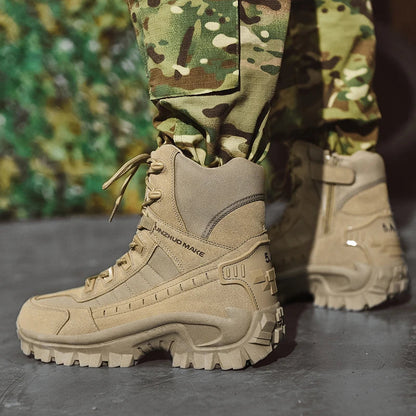 Mens Tactical Desert Combat Ankle Work Boots (Khaki)