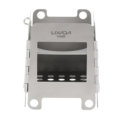 Folding Wood Stove with Mini Alcohol Stove Silver