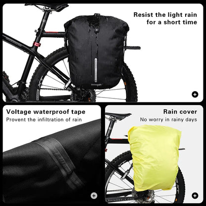 20L Waterproof Bike Pannier Rack Cycling Bag Black