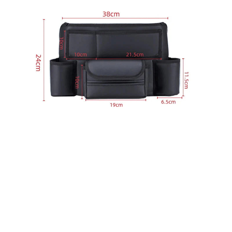 Multifunctional Leather Car Seat Storage Bag Hanging Organizer Black
