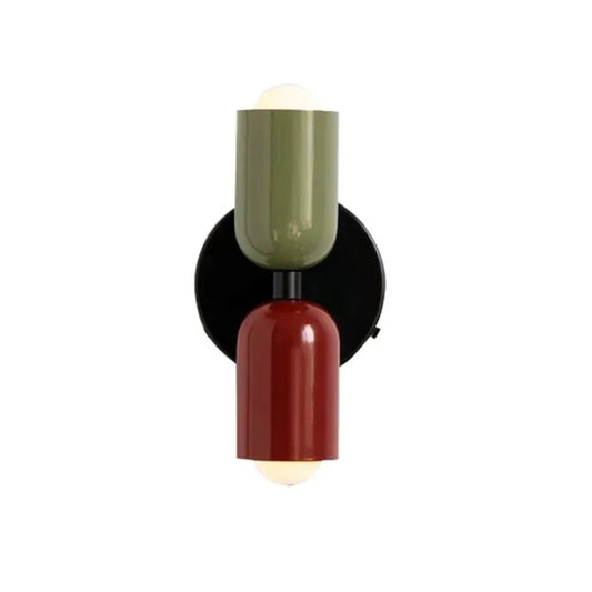 Vibrant Nordic Minimalist Wall Light - Green Red Lampshade, Plug-in Design