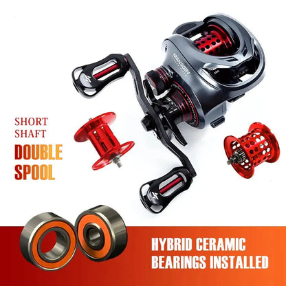 Ultralight Carbon Baitcasting Double Spool Reel Right-Handed Black