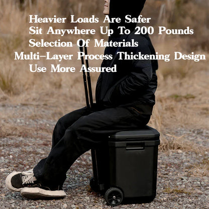 36L Portable Outdoor Refrigerator Box with Trolley Wheels Black