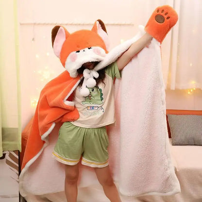 Cartoon Fox Wearable Blanket Cloak