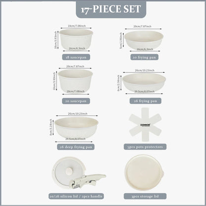 Non-Stick Die-Cast Aluminum Cookware Set Induction-Compatible White