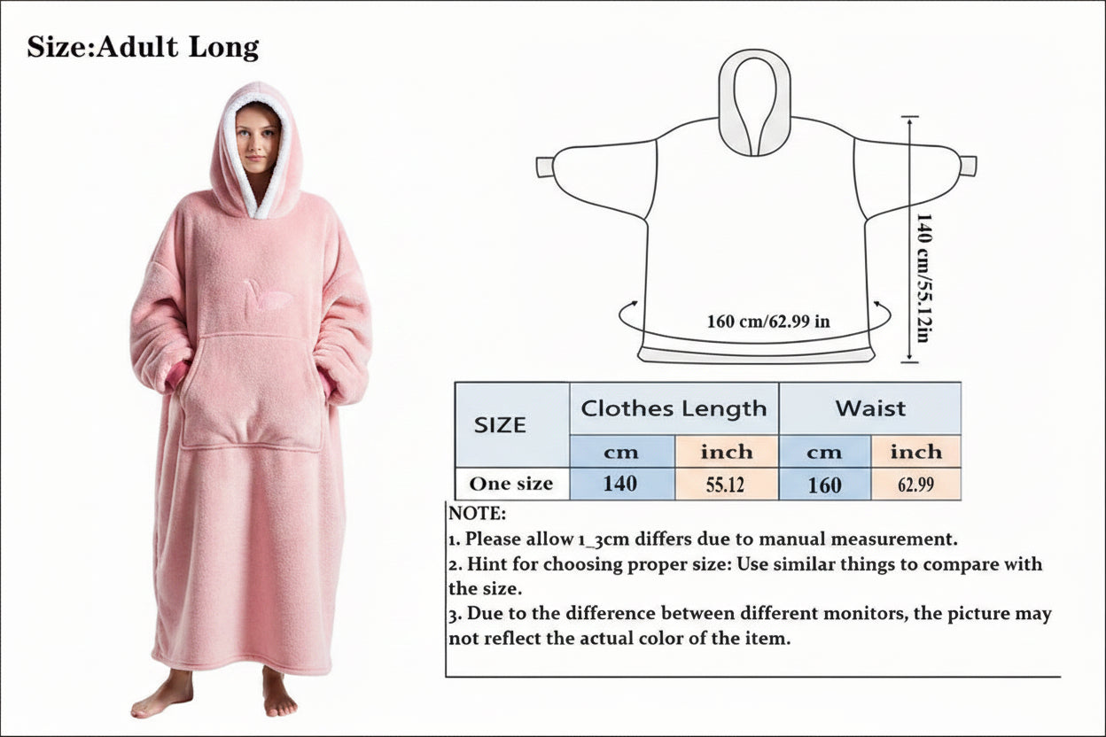 Oversized Hooded Fleece Blanket for Adults
