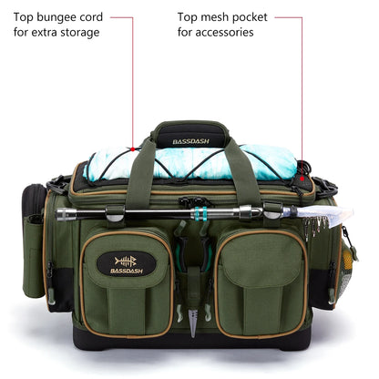 Fishing Tackle Shoulder Bag with Rain Cover Army Green