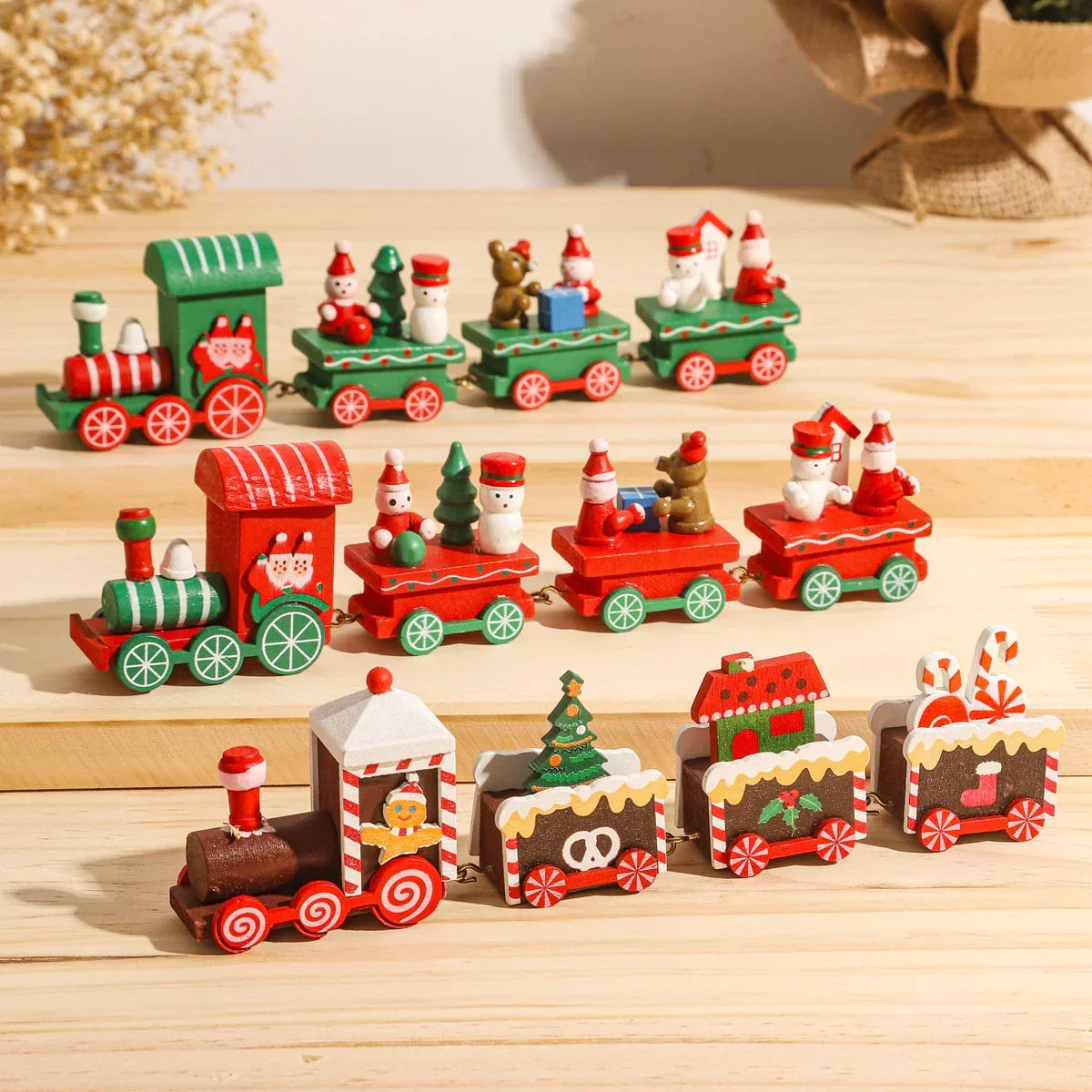 Rustic Wooden Train Christmas Ornament – Festive Merry Christmas Decoration