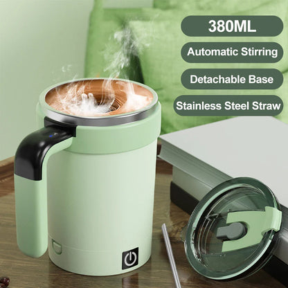 Rechargeable Automatic Magnetic Self-Stirring Mug LED Temp Display Green