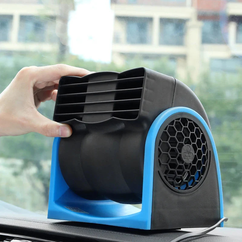 12V Adjustable Car Air Conditioning Fan Dual Speed Silent Cooling Fan Blue