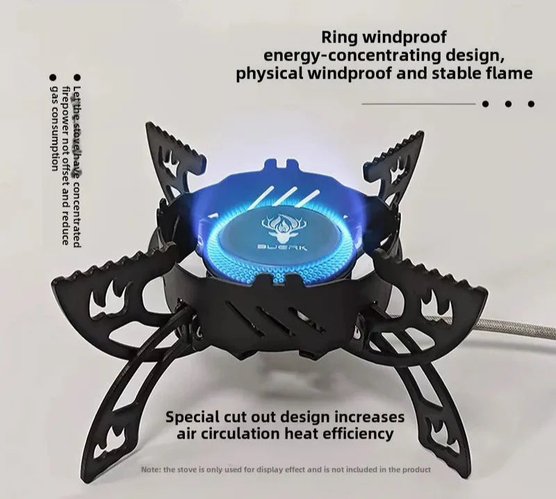 3800W Windproof Camping Stove Lightweight Gas Burner Black